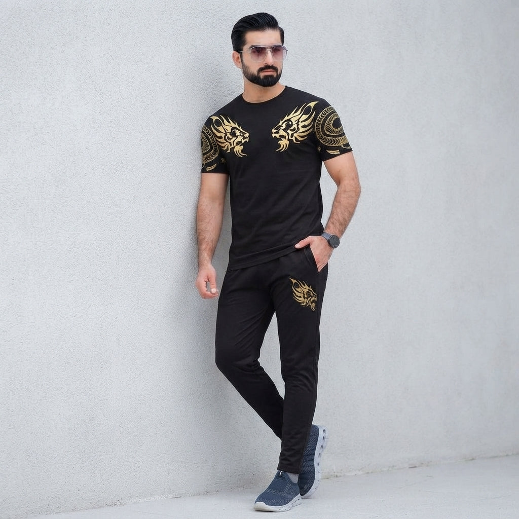 Men’s Summer Track Suit (LION BLACK ) – Lightweight & Breathable