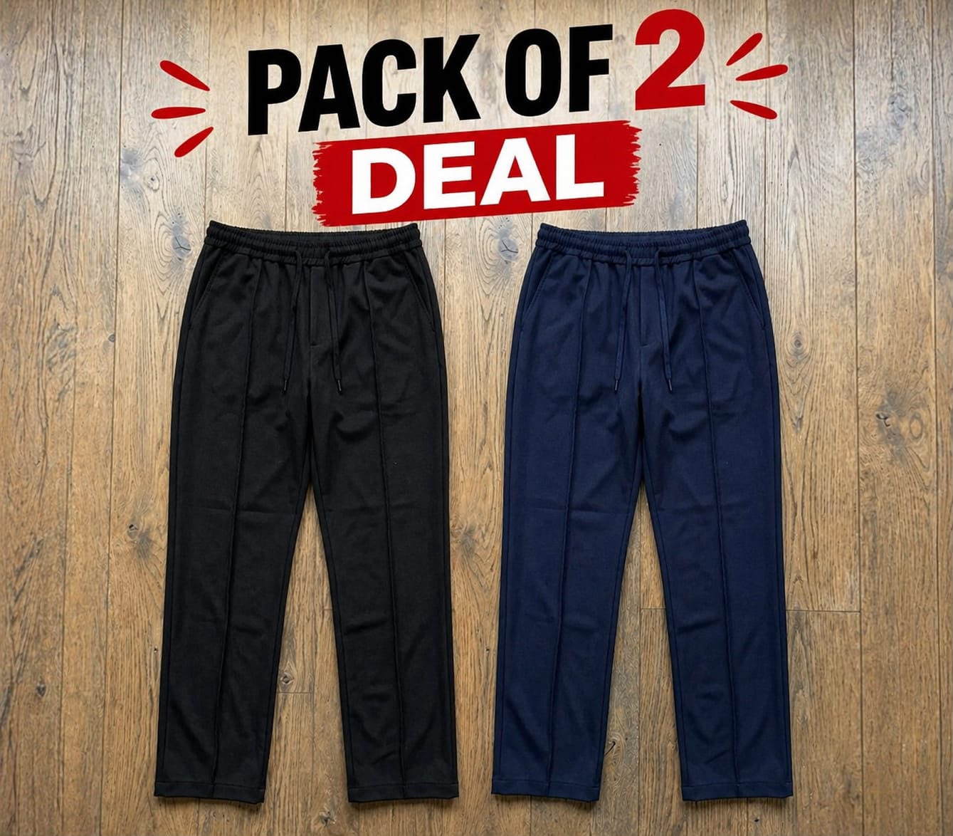 Pack of 2 Premium Baggy Trousers – (Blue,Black)